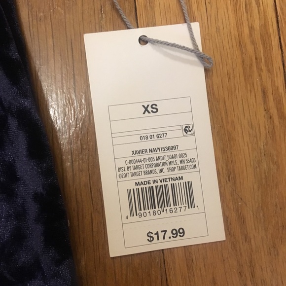 Navy crushed velvet short sleeve - Picture 3 of 4